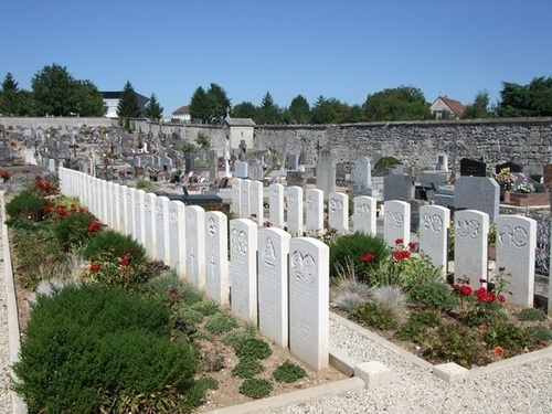  <br /><br />A view of the Commonwealth War Graves plot in Braine Communal Cemetery in <br />northern France. 6878 Private Ernest Reginald Handford, 2nd Battalion, <br />South Staffordshire Regiment, my mother’s great-uncle, is commemorated on <br />stone B8 – eighth from the left in the back row – along with a <br />Lance-Serjeant of the 18th Hussars. The stones are ‘Special Memorials’ <br />rather than headstones, because the exact positions of burials in this plot <br />were lost some time after its use by No. 5 Casualty Clearance Station, <br />based in Braine during the advance along the river Aisne when Ernest’s <br />battalion saw its first action in France. The ‘South Staffs’ began the war <br />with two regular battalions, numbering some 1600 men; by war’s end the <br />regiment had suffered 6,551 men killed. Ernest was 34, had been a filer in <br />a bicycle factory before joining up, and left a wife and two small boys. <br /><br /> 