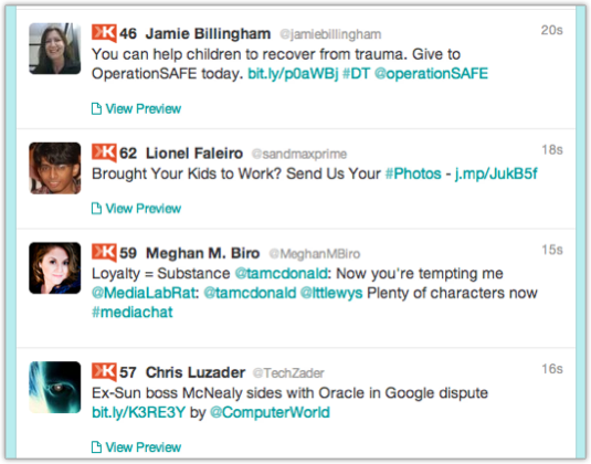 Klout Score Inside Twitter Stream