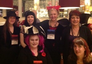 A coven of authors. From the left and clockwise: me, Teresa Flavin, Gillian Philip, Linda Strachan, Emma Barnes and Lucy Coats