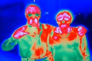 An infrared camera showed which parts of us were hottest