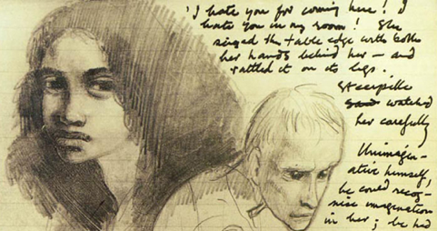 Mervyn Peake’s own illustrations for the manuscript of Titus Groan