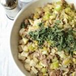 Make-Ahead Apple, Sausage, And Sage Sourdough Stuffing from MomAdvice.com.