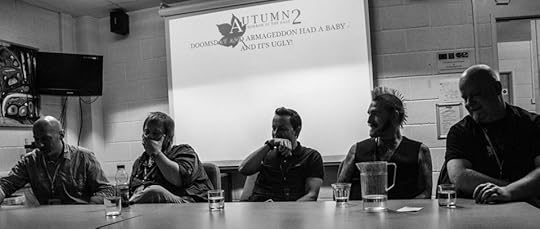 David Moody, Adam Baker, Sean T Page, Adam Millard and Simon Coleby at Horror in the East. (Photo: Deborah Cosgrove - deborahcosgrovephotography.co.uk)