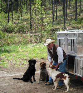 Doug Deats and a few of his varied dogs. 