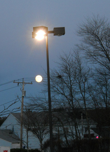streetlight and moon
