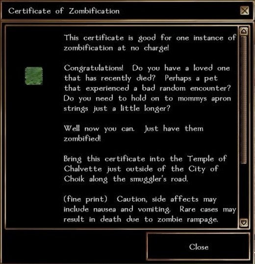 Certificate of Zombification