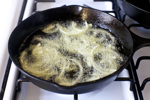 cook a handful at a time, spread out