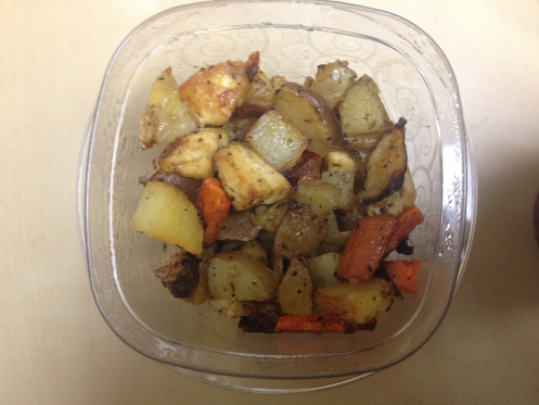 herbed potatoes, carrots, and tofu