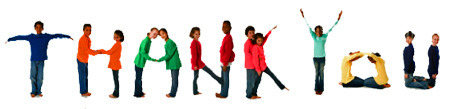 Kids forming the words 
