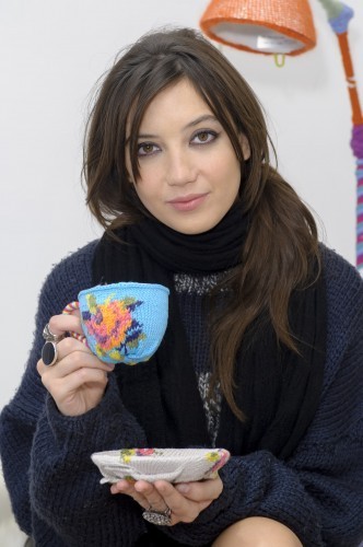 UK model Daisy Lowe in the wooly window