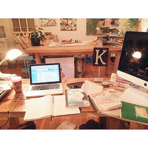 The view from here. Having one of those days where I am going through all of my notes and lists that are in my inbox, notebooks, sticky notes, and elsewhere and pulling it all together in clear priority lists marked high, medium, and low. This is how I ma