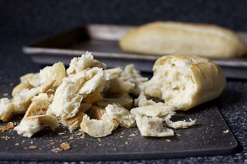 torn-up bread. cornbread works too.