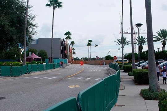 Downtown Disney parking lots are now a maze of construction walls and cones. 