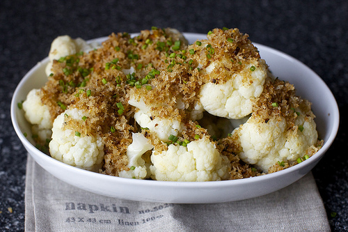 cauliflower with brown butter crumbs