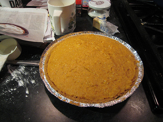 pumpkin cream pie in progress