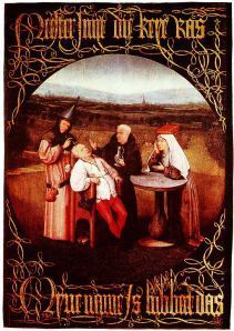 An illustration of a trepanation in progress, from Hieronymous Bosch (1450-1516) 