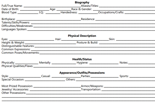 bio sheet