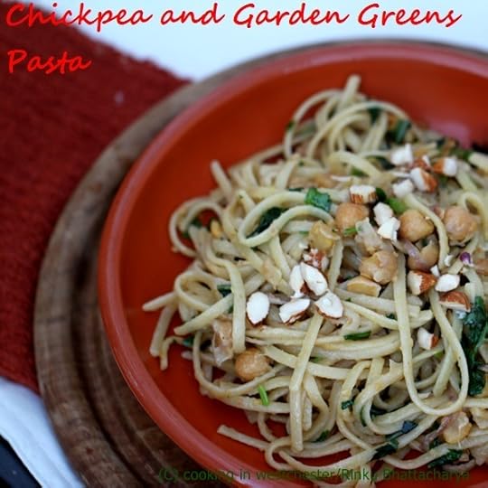 Linguine with Chickpeas, Almonds and Greens