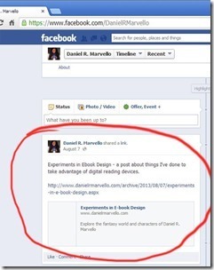 An automated post on the Daniel R. Marvello Facebook timeline