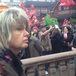 Crossing this jagged footbridge downtown against hordes of others brings you good luck for the year. I don't seem to agree.