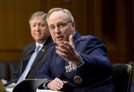 The Senate Armed Services Committee hears from top officials of the Air Force, Air Force Chief of Staff Gen. Mark A. Welsh III, right, and Secretary of the Air Force Michael B. Donley, left, during a hearing on Capitol Hill in Washington, Tuesday, May 7, 2013. Besides funding for next year's Pentagon budget, the Air Force is dealing with controversy over sexual assaults and how the military justice system handles it. (AP Photo/J. Scott Applewhite)