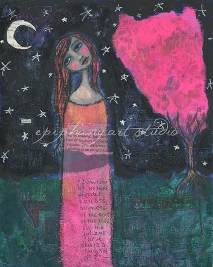 "Moonflower" mixed media art by Beth Morey - Epiphany Art Studio