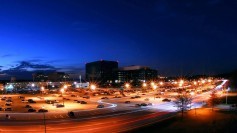 NSA Headquarters at night. Public domain image.
