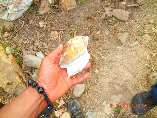 QUARTZ ROCK OF THE TYPE DUG AWAY AS THE MINESHAFT IS CREATED--THE QUARTZ MAY BEAR SEAMS OF GOLD (Photo Kwei Quartey)
