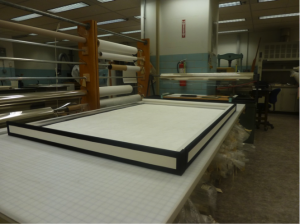 The storage box during construction showing internal foam channels / Photo by Jennifer Lewis