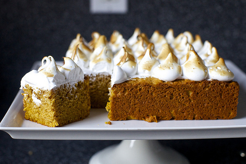 sweet potato cake with toasted marshmallow frosting