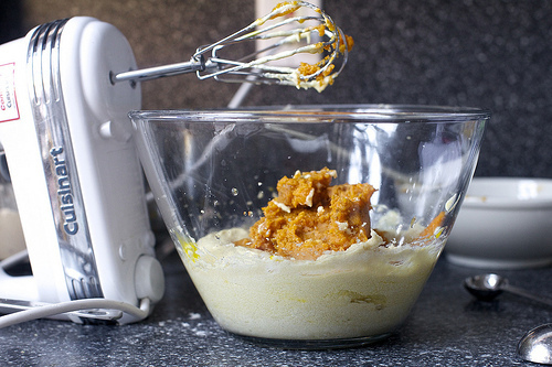 add the sweet potatoes to the batter