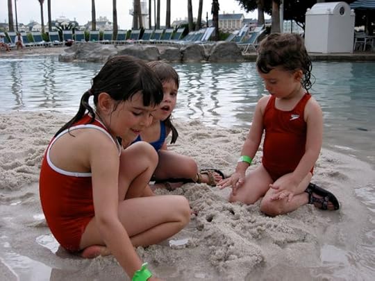 Chillin' in the sand. The beach-like construction effectively makes this a zero-entry pool.