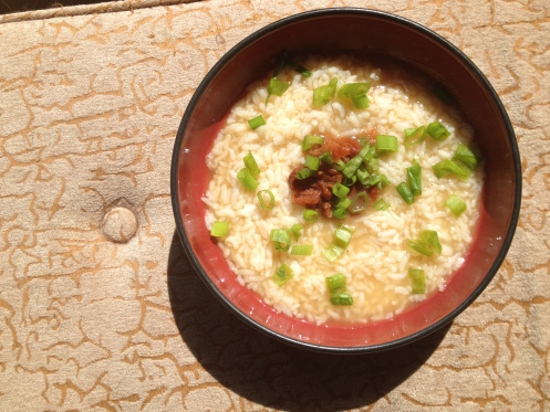vegan congee with pickled plums