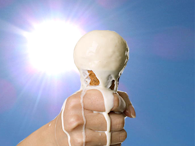 Melting ice cream cone