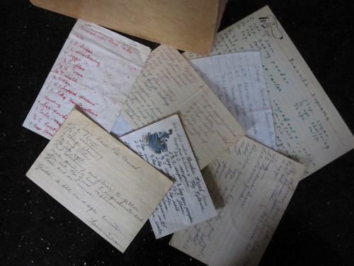 Hand written recipes are pure gold. A smudge of chocolate here, a crusty <br />bit there, memories of the dear ones who wrote them on every card.
