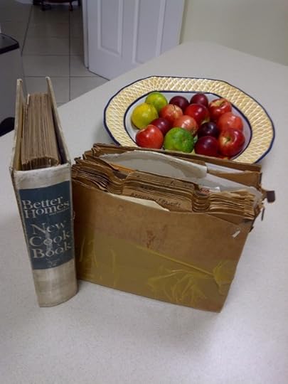 My go-to cookbook and recipe folder, taped together and stuffed with <br />hand-written recipes from my grandmother, my mom, their friends, my 10 <br />year-old scratch.