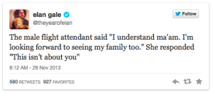 more tweets from Elan Gale about the fellow passenger