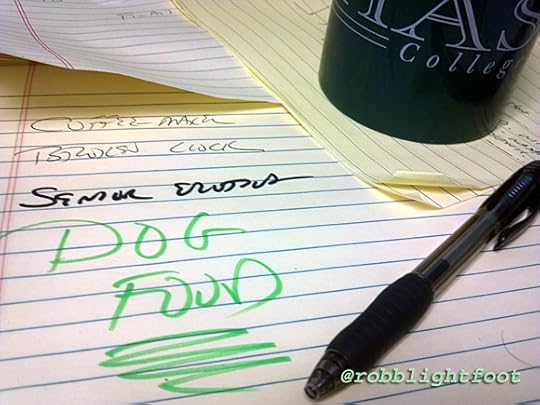 Note to self on a yellow pad - but why did I write it?