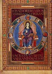 Christ in Majesty from the Lorsch Gospels (public domain image via Wikimedia Commons)