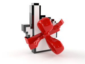 A mouse click hand tied with a bow to symbolize online fundraising at year end