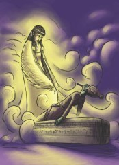 Isis fans life into Osiris with Her wings