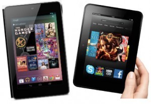 Tablet-Giveaway-Google-Nexus-7-Kindle-Fire-HD images of both 7 inch tablets