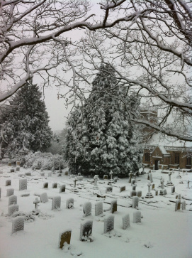 snow churchyard
