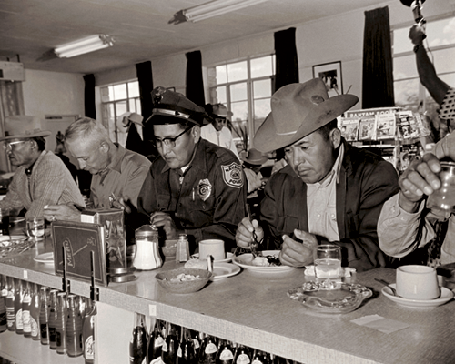Navajo officials at a diner in Window Rock, Arizona, 1955, <br />by Charles Herbert