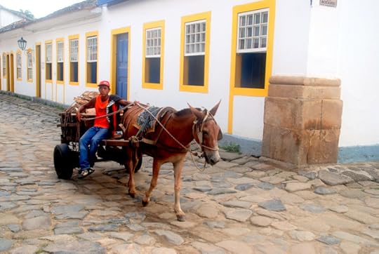 Horse and cart, downtown Paraty, Costa Verde, Brazil