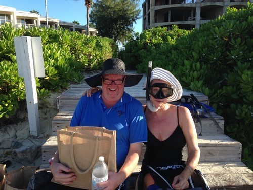 Trinidad means dressing like this:Me and John ready for the beach!