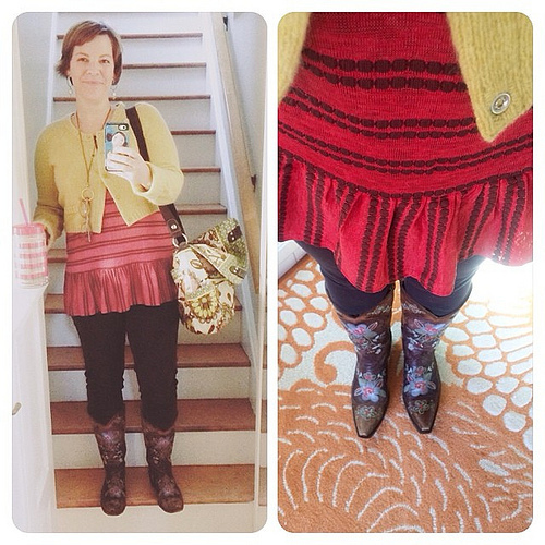 This morning I made myself sleep in. Been going full force and the sleep totally helped. Today I am #dressedupinjoy wearing a red shirt John surprised me with last Christmas. Love those rare occasions when he shops for me. I'm noticing that this practice