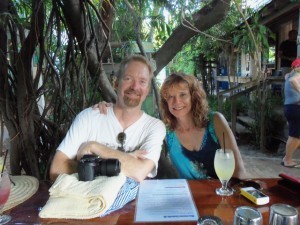 Duke and Sonia enjoying a tropical drink in Florida