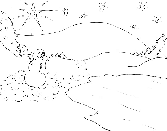Winter Activities for Preschool Snowman Scene to color.