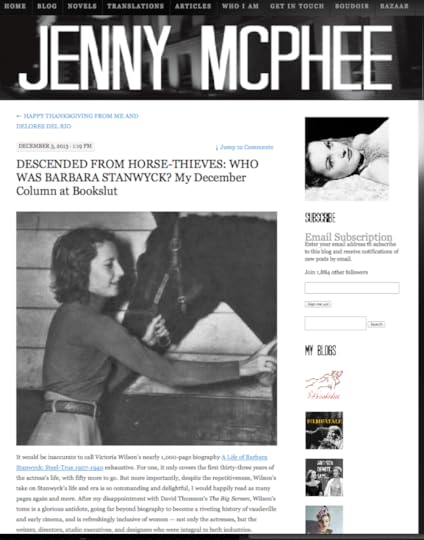 http://jennymcphee.com/2013/12/03/descended-from-horse-thieves-who-was-barbara-stanwyck-my-december-column-at-bookslut/
